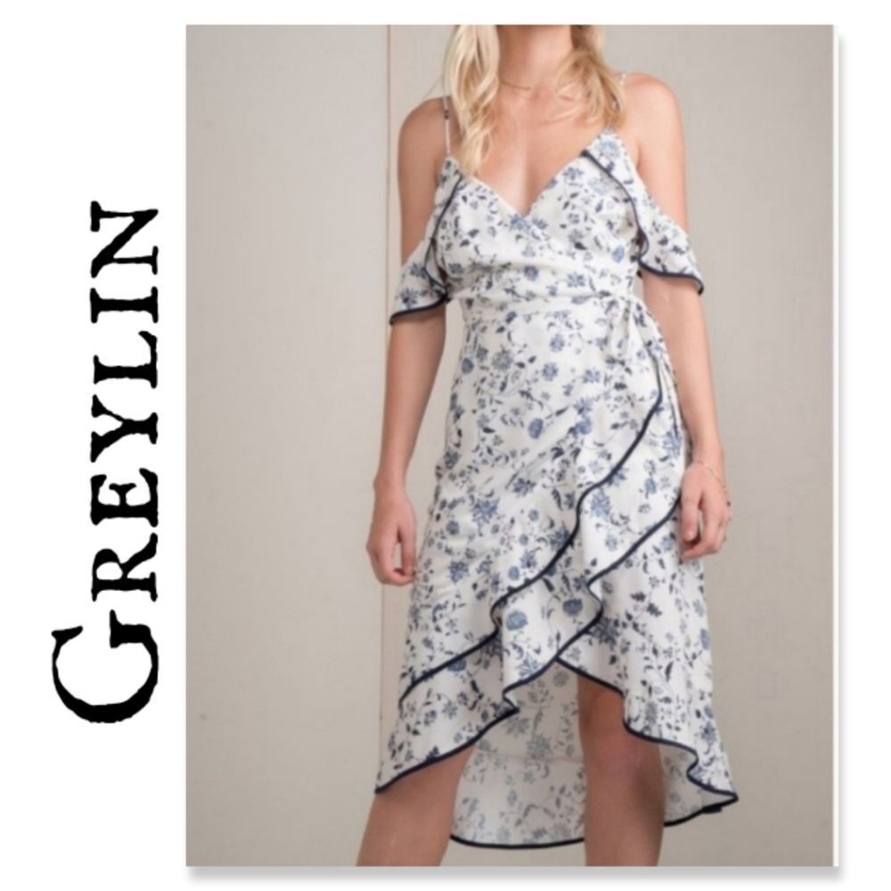 Greylin Emma Ruffled Wrap Dress EUC